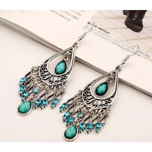 Drop Dangle Earrings for Woman Jewelry Gift Vintage Ethnic Gypsy Boho Earrings Bohemian Crystal Simple Fashion Bohemia Irregular