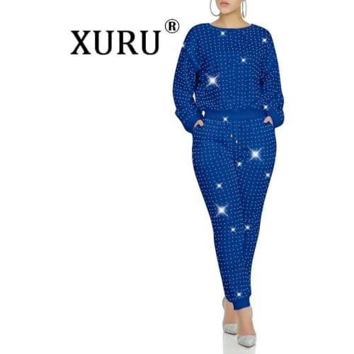 XURU New News Womens Full-body Front and Back Hot Diamond Jumpsuit Two-piece Classic Jumpsuit