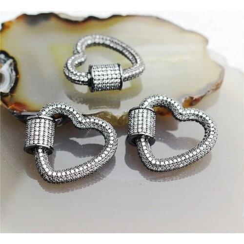 20*20mm 5pcs/lot Heart shape cz clasp charm,delicate zircon micro pave charm,fashion jewelry component