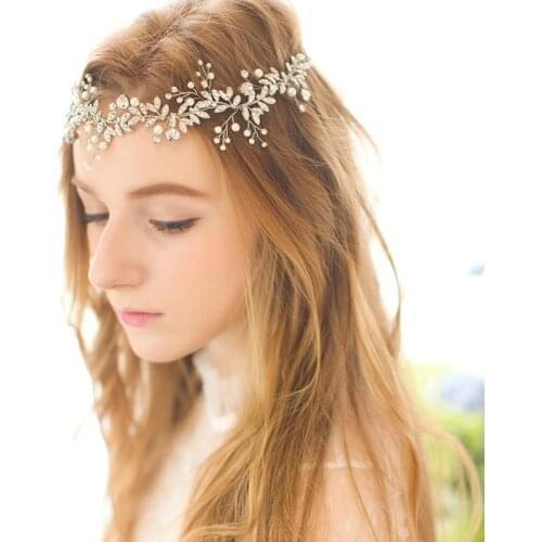 Pearl Rhinestone Headband Wedding Hair Accessories Bridal Headband Tiaras Wedding Headband Pearl Hair Jewelry Flower Head Band