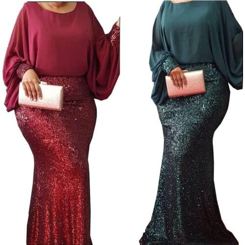 New African Sequin Red Dress Clothes Kenya South Africa Evening Party Dress Super High Quality Women Vestidos Robe Africaine