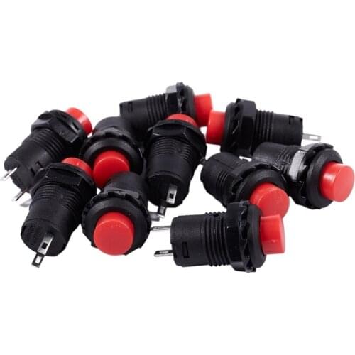 10 x With Momentary Round Head Panel Mount SPST 2 Pin Push Button Switch