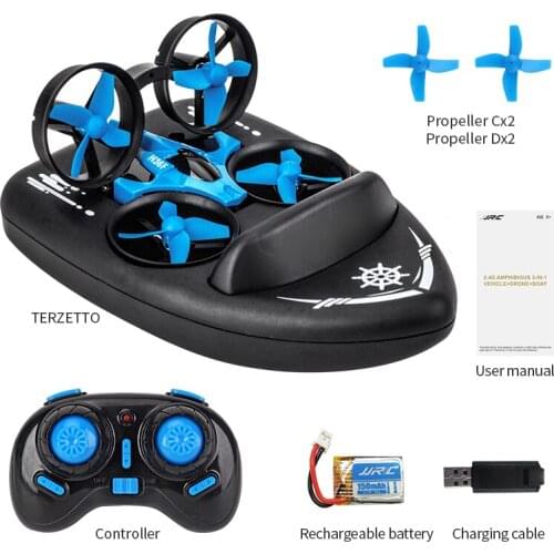 2.4G 3-in-1 RC Quadcopter Drone Mini Helicopter Water-Ground-Air Mode Drone Aircraft Adult Children Dron Toy Gift Headless Mode