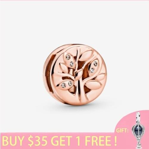 2020 New Arrival S925 Sterling Silver Beads Sparkling Family Tree Clip Charms fit Original Pans Bracelets Women Jewelry