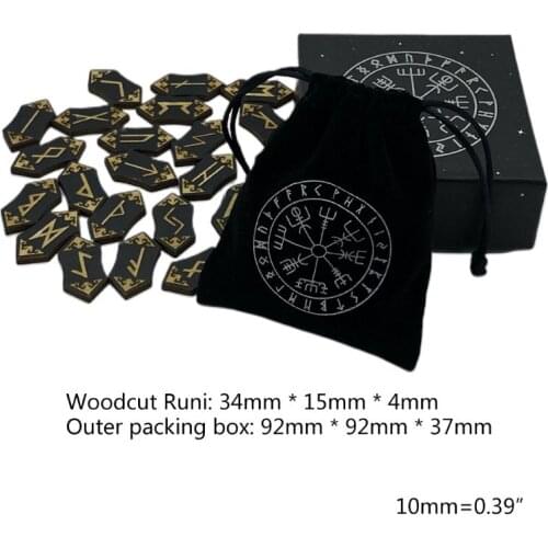25Pcs/set Wooden Runes Stone Runas Piedra for Divination Natural Carved Reiki Healing Therapy Engraved Energy Stone Kit