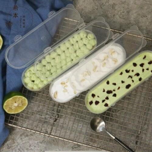 251ML Long Transparent Ice Cream Box Plastic Box For Mousse Pastry Cheese Cake Holder Boxes 200 Pieces