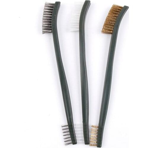 3pcs/set Mini Wire Brush Set Stainless Steel Wire Brush Brass Nylon Cleaning Polishing Detail Metal Rust Brush Cleaning Supplies