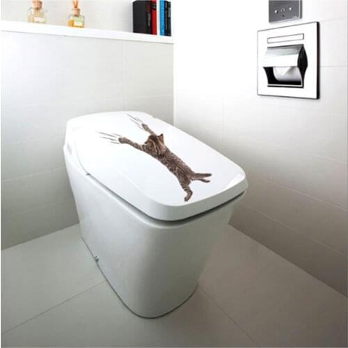 3D Kitty Wall Stickers Bathroom Cabinet Decor Home Art Decals Waterproof Mural Cat Toilet Sticker Wallpaper