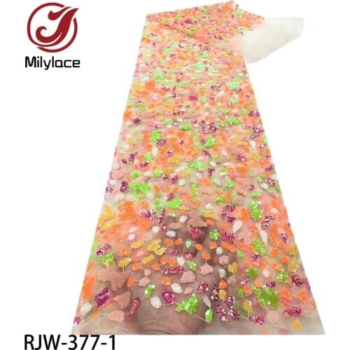 African Lace Fabric Luxury Sequin Tulle Lace Fabric High Quality French Tulle Lace Fabric for Party Dress RJW-377
