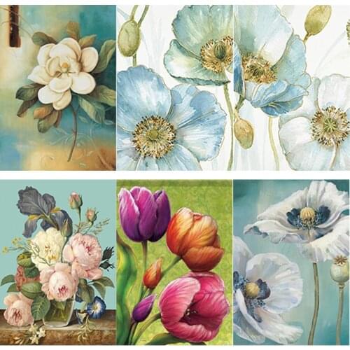 New 5D DIY Diamond Painting Fresh Flowers Diamond Embroidery Scenery Cross Stitch Crafts Full Square Round Drill Home Decor Gift
