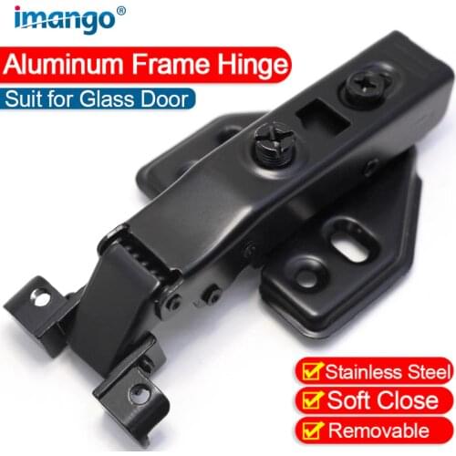 Aluminum Frame Glass Door Hinge for Bathroom Kitchen Wine Cabinet Shoe Cabinet Wardrobe Bookcase Display Cabinet Door Hinges