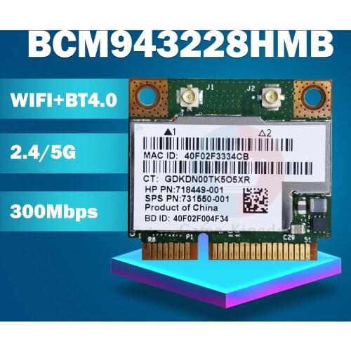 Dual Band Broadcom BCM943228HMB BCM943228 802.11a/b/g/n Mini pci-e Wifi Card 300Mbps 2.4Ghz 5Ghz wireless Bluetooth 4.0 Adapter