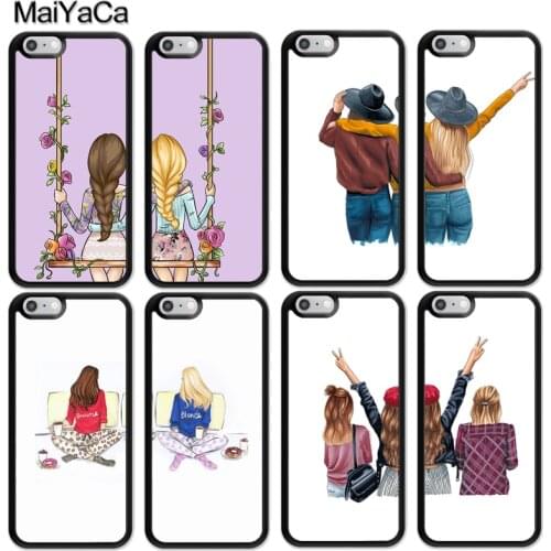 Brunette Blonde Girl BFF Best Friend Couple Case For iPhone 12 mini 11 Pro Max X XR XS MAX SE 2020 6S 7 8 Plus 5S Back Cover