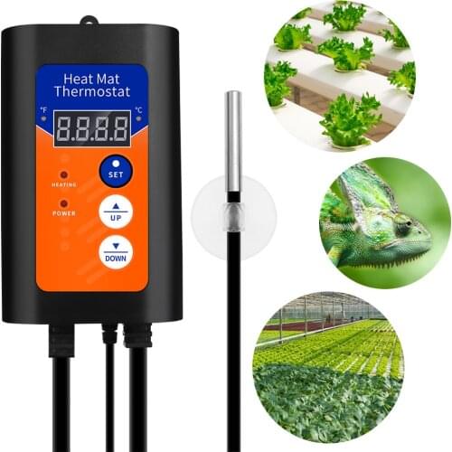 Digital Heat Mat Thermostat 1000W Temperature Controller For Hydroponic Plants Seed Germination Reptiles Pet Supplies