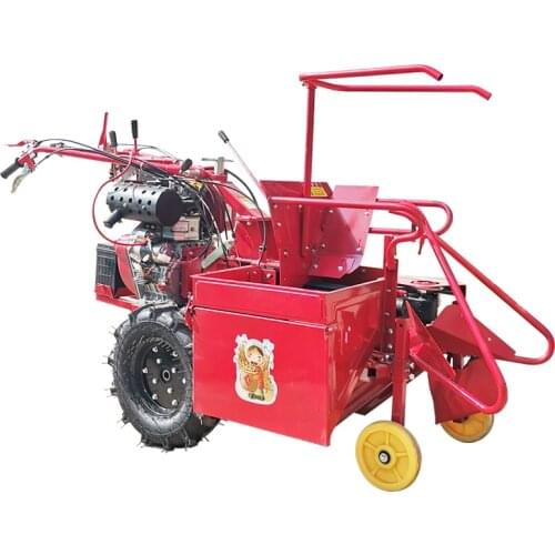 Diesel engine newest small household harvesting single row ridge straw farming walking tractor corn harvester
