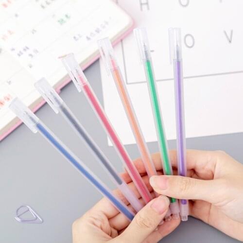 12 PCs Gel pens Korean Simple Scrub Color Gel Pen Black Ink Gel Pen Creative School office Supplies Stationery Gift Wholesale
