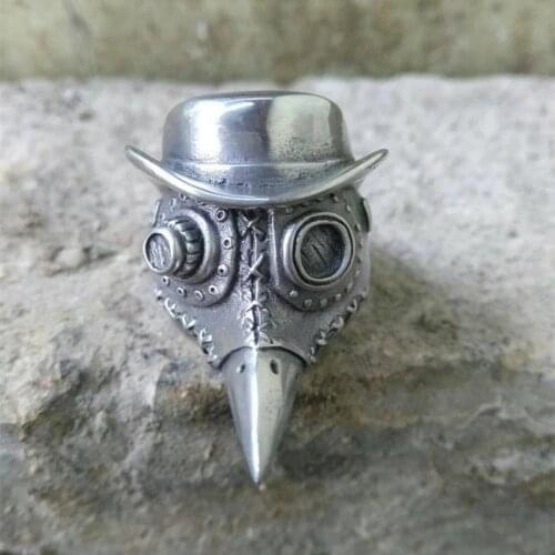 Gothic Mens Plague Doctor Ring Stainless Steel Skull Punk Rock Party Ring Cycling Fashion Jewelry