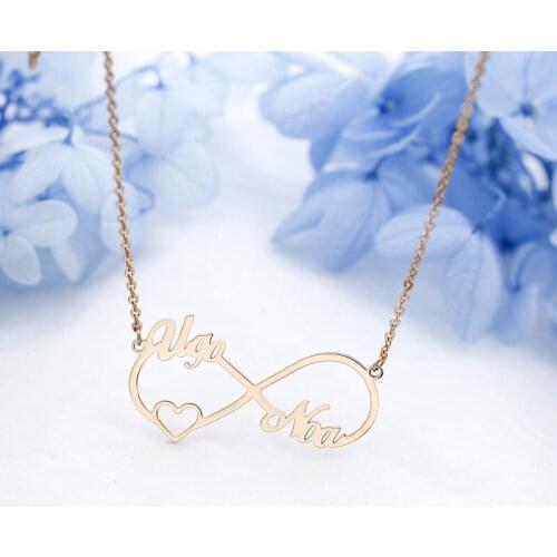 Customized Stainless Steel Infinity Name Couple Necklace Boho Jewelry Personalized Heart Infinity Necklace Bridesmaid Gifts
