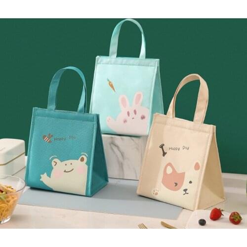 Kitchen Cartoon Animal Insulated Lunch Bag Build-in Thicken Aluminum Film Leak-proof Lunch Box Container For Women And Men