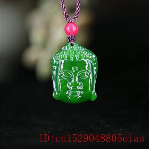 Green Jade Buddha Pendant Men for Necklace Charm Chinese Jewelry Gifts Natural Amulet Women Fashion Jadeite Carved