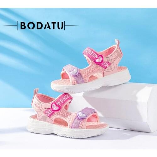Summer Childrens Shoes Girls' Sandals Pink Cute Princess Sandals Soft Breathable Sports Beach Shoes Outdoor Non-slip Slippers