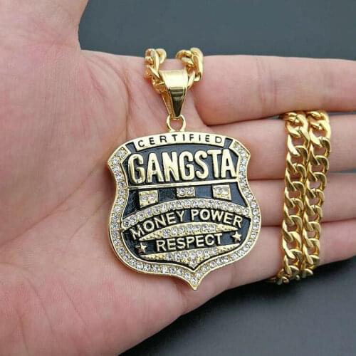 Stainless steel mens pendant gangsta pendant Black Gang Pendant