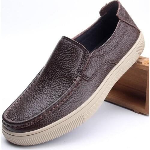 Vintage Mens Genuine Leather Casual Shoes Handmade Mens Full-Grain Sewing Loafers Breathable Soft Bottom Stitching Flats 0063