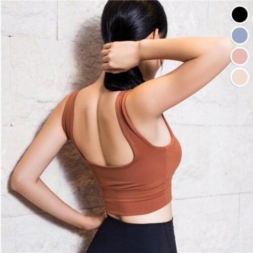 New Yoga Sports Bra European American Fitness Beauty Back Gather Vest Type Shockproof Running Sports Underwear