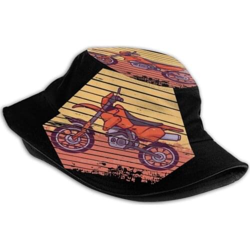 Retro Motocross Gift For Biker Bucket Hat Beach Tourism Hats Breathable Sun Cap Motocross Bike Biker Race Sports Motorcycle