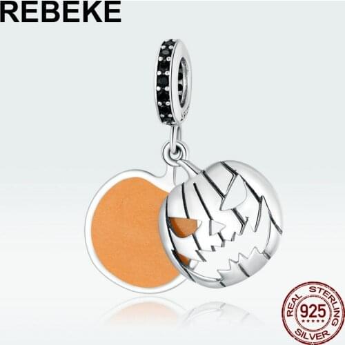 Halloween gift necklace pendant Evil Pumpkin fit bracelet beads DIY woman jewelry sterling silver 925 charm accessories making