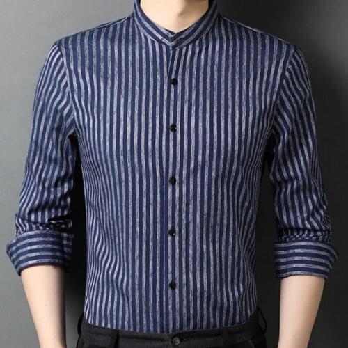 New Spring Autumn Mens Shirt Slim Fit Striped Long Sleece Shirts Fashion Breathable Men Dress Shirts camisa masculina