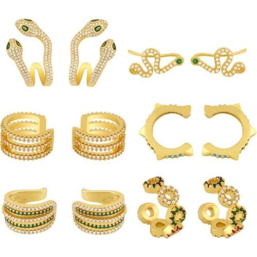 2021 Fine Jewelry Statement Rainbow Animal Ear Cuffs For Women Without Piercing CZ Charms Stud Earrings Clip Earrings For Gift