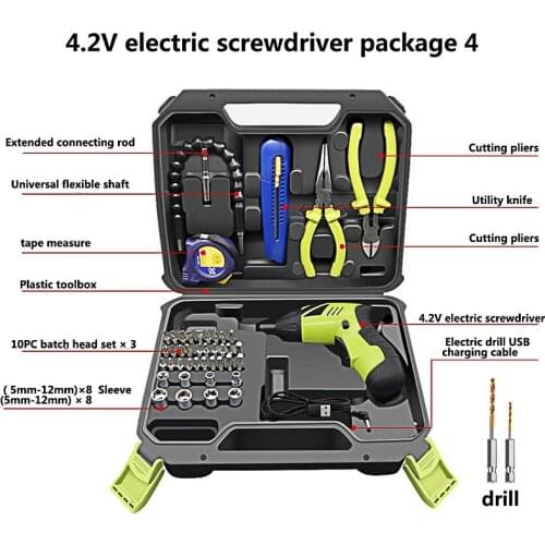 Cordless Electric Screwdriver Rechargeable Lithium Battery 90 Degree Rotation Drill Scissors Pliers Measure Household Power Tool