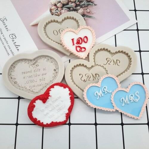 Love Heart I Do Shape Epoxy Resin Silicone Mold for DIY Fondant Pastry Cupcake Dessert Plaster Lace Decoration Baking Tool