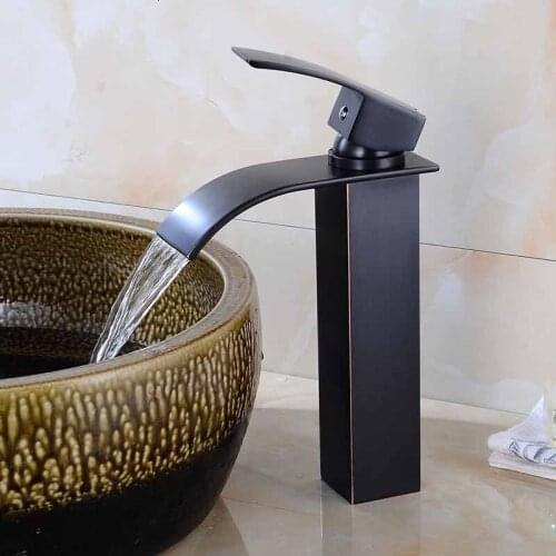 Basin Faucet Antique/Chrome/Black Oil Bathroom Mixer Tap Brass Washbasin Faucet Single Handle Single Hole Waterfall Faucet Taps