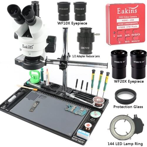 Simul-focal 3.5-90X Trinocular Stereo Microscope 37MP HDMI Video Microscope Camera Aluminum Workbench For PCB Welding Repair