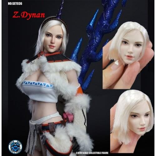 In stock 1/6 Scale beautiful girl Female Head Sculpt Sexy Female Hunter Head Carving For 12" TBLeague pale body dolls SET036