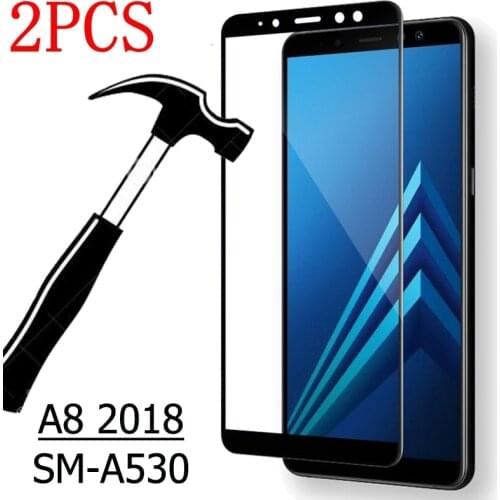 2PCS Full Glue Full Cover Tempered Glass For Samsung Galaxy A8 2018 Screen Protector protective film For SM-A530 A530F glass