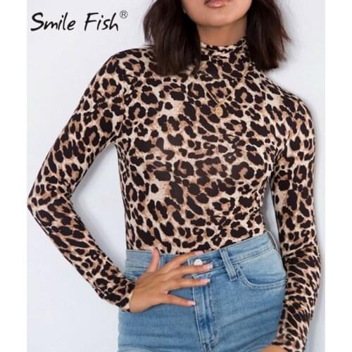 Turtleneck Bodycon Long Sleeve Romper Leopard Printed Overalls Sexy Women Serpentine Bodysuit Autumn Skinny Body Top Mujer GV058