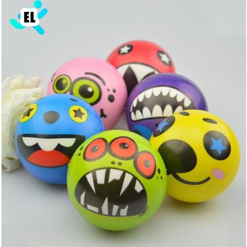 1PCS 6.3cm Exercise PU Rubber Toy Balls Face Print Sponge Foam Ball Squeeze Stress Ball Relief Toy Hand Grips Muscle Training