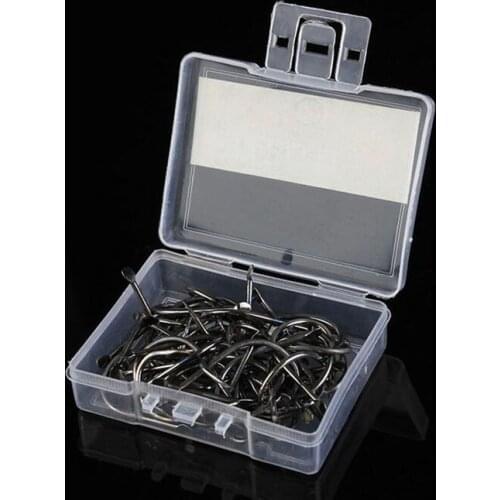 100Pcs Ise Nigeria Carbon Steel Fishing Hook 1#~12# Fishhooks Durable Pesca Jig Head Fishing Hooks with Fishing Tackle Box
