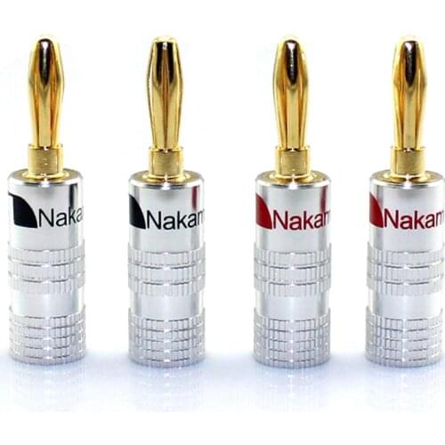 12-50pcs HIFI Banana plug 24K Gold Plated Copper BFA 4mm Banana connector Male Speaker plug black&red