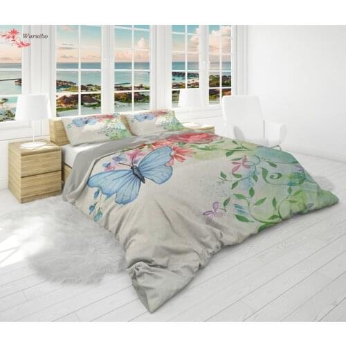 Animal Leaves Bedding Set for Nordic Double Bed Cover150/135 Single King Queen Size Butterfly Duvet Cover With Pillowcase 2/3PCS