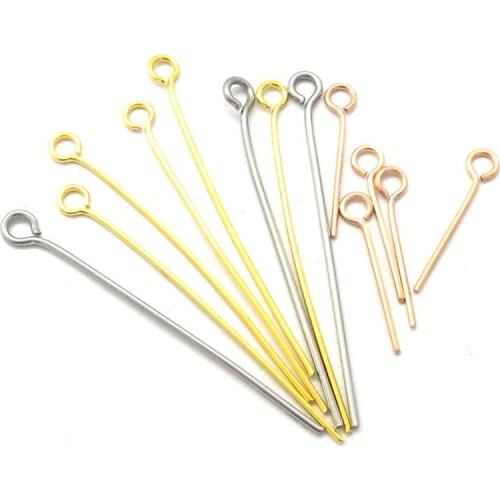 200pcs/bag 18 20 24 26 28 30 35 40mm Eye Head Pins Gold/Silver/Rhodium/Bronze Eye pins For Jewelry Findings Making DIY Supplies