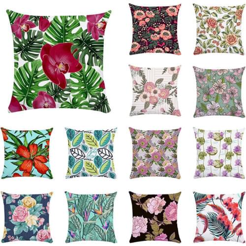45x45cm Paintings Linen Cushion Cover peony Retro Rose Flower Throw Pillow Cover Colorful Floral Pillowcases TP101
