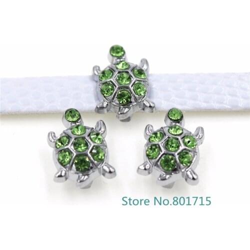 50p 8mm Sea turtle slide charm wholesale price SL473 Internal Dia.8mm fit 8mm wristband belt keychain dog collar bracelets