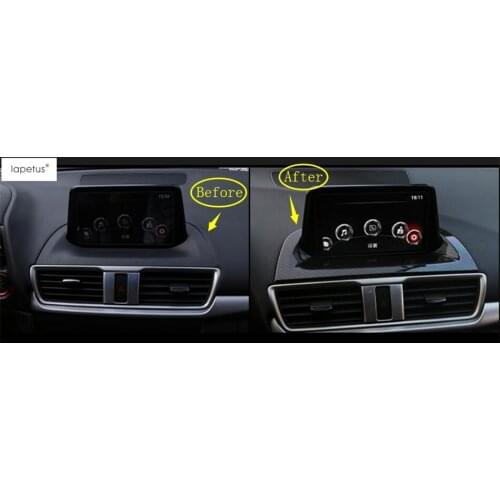 Lapetus Accessories For Mazda 3 AXELA Sedan Hatchback 2017 2018 Dash Board Navigation GPS Display Screen Molding Cover Kit Trim