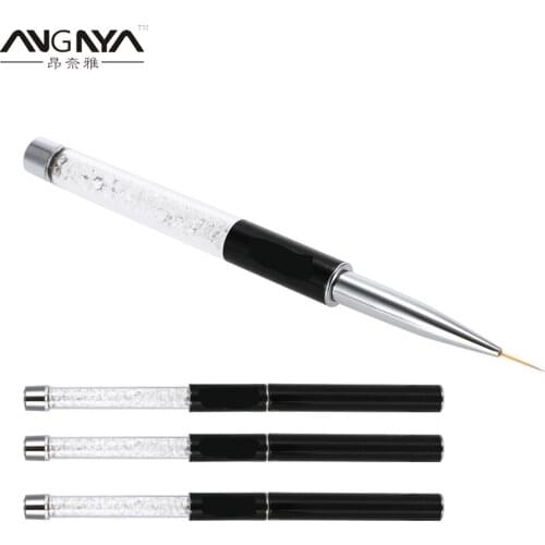ANGNYA 1Pcs Nail Brush 5/7/9/11mm Crystal Acrylic Nail Art Brushes UV Gel Painting Liner Brush Black Metal Hand Manicure Tools