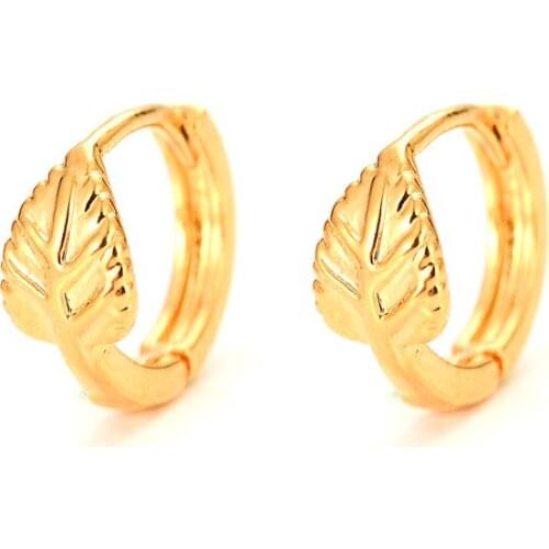 Bangrui Fashion Jewelry Womens Girls gold leaf Little Hoop Huggie Earings Vintage Openwork cute Earrings For Mens Boys