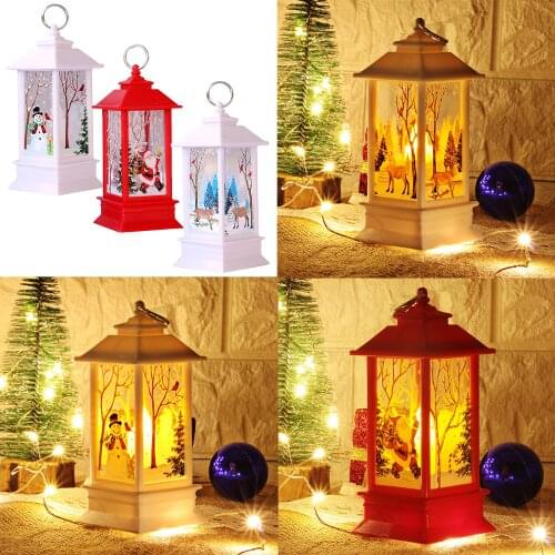 Behogar Portable Classis Hand Lantern Christmas Tree Decorative LED Light Lamp Hanging Ornament for Christmas Xmas Party Decor